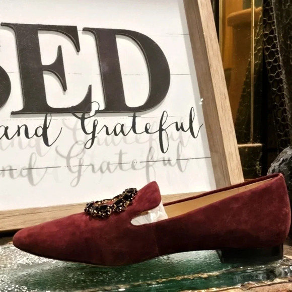 Karl Lagerfeld Paris Noor Suede Loafer Flat w Jewel Rhinestone Wmns Sz 8.5 - Picture 1 of 17